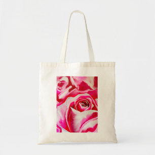 Pink roses watercolor art tote bag