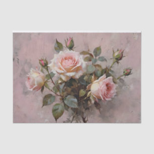 Pink Roses Watercolor Decoupage Tissue Paper