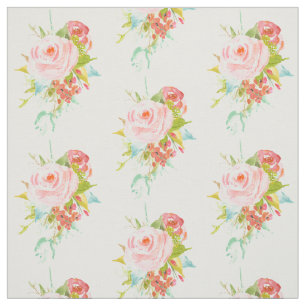 Pink Roses Watercolor Fabric