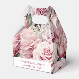 Pink  Roses Watercolor Favour Boxes