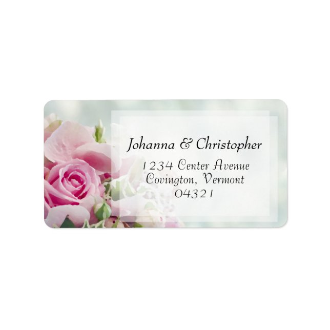 Pink Roses Wedding Address Label (Front)