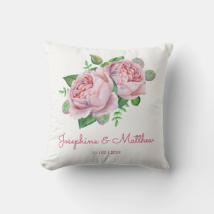 Pink Roses Wedding Cushion