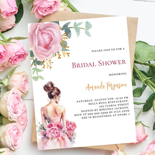 Pink roses wedding dress Bridal Shower budget (Creator Uploaded)