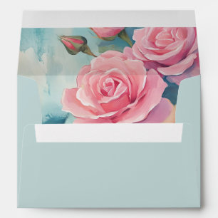 Pink Roses Wedding Engagement Bridal Shower CUSTOM Envelope