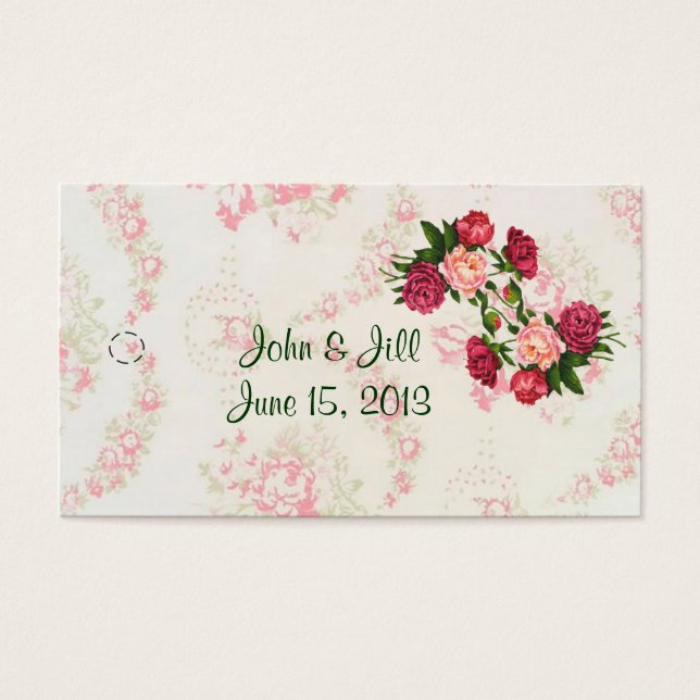 Pink Roses Wedding Favour Hang Tag (Front)