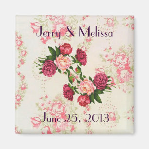 Pink Roses Wedding Favour Magnet