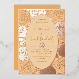  Pink Roses Wedding Foil Invitation