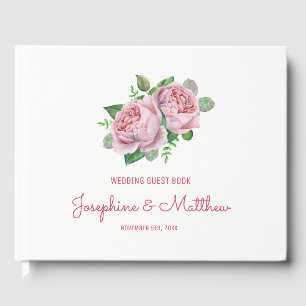 Pink Roses Wedding Guest Book