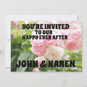 PINK ROSES WEDDING INVITATIONS PERSONALIZED CUSTOM