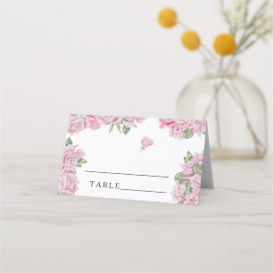 Pink roses - wedding place cards