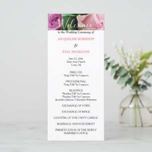 Pink Roses Wedding Program Programme