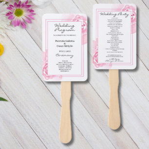 Pink Roses Wedding Program Set of Fans