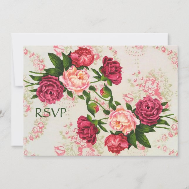 Pink Roses Wedding Reception RSVP Invitation (Front)