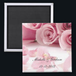 Pink Roses Wedding Souvenir Magnet<br><div class="desc">Pink Roses Wedding Souvenir Magnet</div>