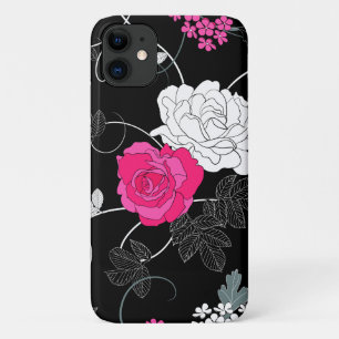 Pink Roses, White Roses, Pattern Of Flowers iPhone 11 Case