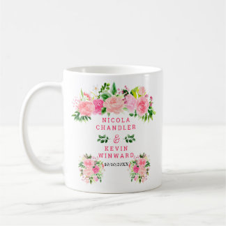 Pink Roses with Foliage Wedding Coffee Mug
