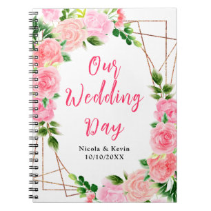 Pink Roses with Foliage Wedding Planner Notebook