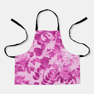 Pink Roses With Leaves Pattern Apron