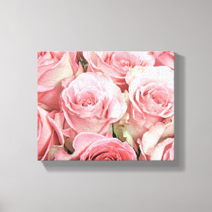 Pink Roses Wrapped Canvas
