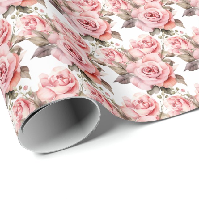 Pink Roses  Wrapping Paper (Roll Corner)