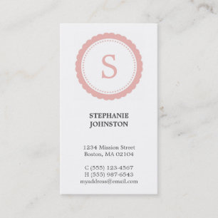Pink rosette monogram elegant personal calling business card