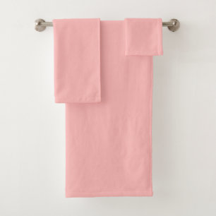 Pink Rosette Solid Colour Pastel Print Bath Towel Set