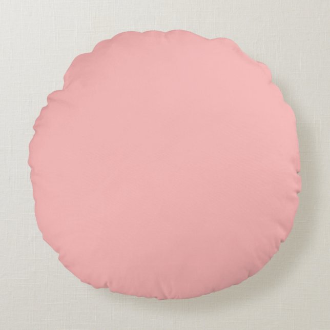 Pink Rosette Solid Colour Pastel Print Round Cushion (Front)