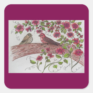 Pink Rosie Finches sticker