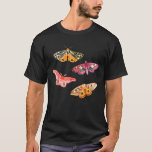 Pink Rosy maple tiger moths Hand drawn butterflies T-Shirt