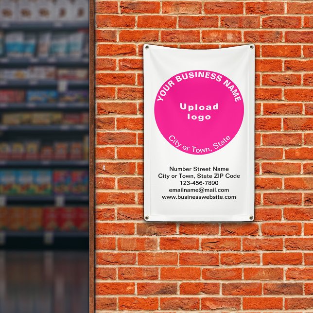 Pink Round Business Brand on Portrait Banner (Banner with your business brand in pink round shape)