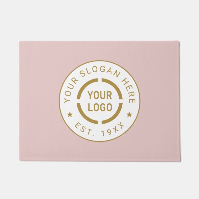 Pink Round Custom Logo Business Branded Doormat (Front)