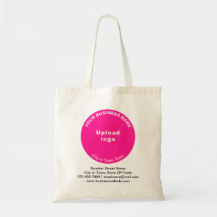 Pink Round Shape Business Brand on Budget Tote Bag