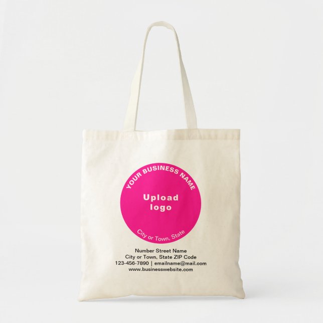 Pink Round Shape Business Brand on Budget Tote Bag (Front)