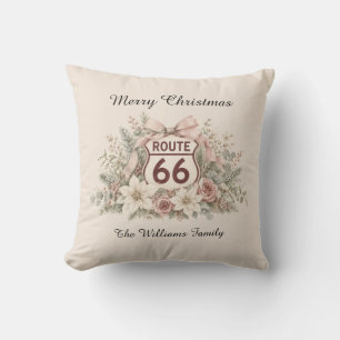 Pink Route 66 Christmas Sofa Keepsake Cushion