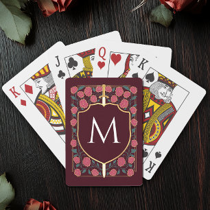 Pink Royal Mediaeval Sword & Shield Monogram Playing Cards