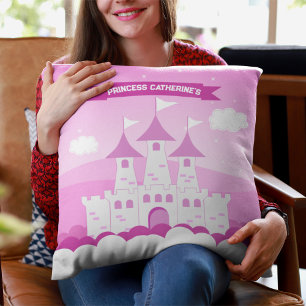 Pink Royal Princess Castle Girl Birthday Cushion