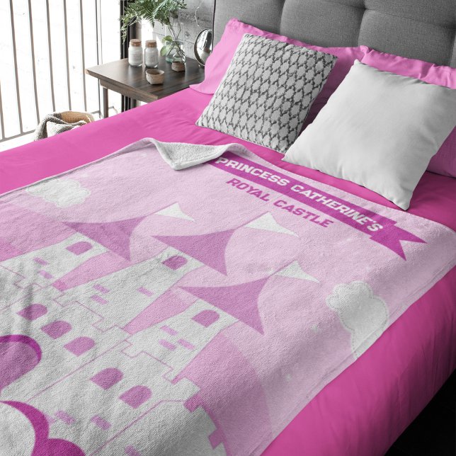 Pink Royal Princess Castle Girl Birthday Fleece Blanket (Creator Uploaded)