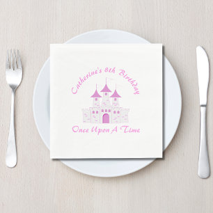 Pink Royal Princess Castle Girl Birthday Napkin
