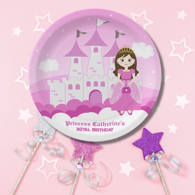Pink Royal Princess Castle Girl Birthday Paper Plate (Creator Uploaded)