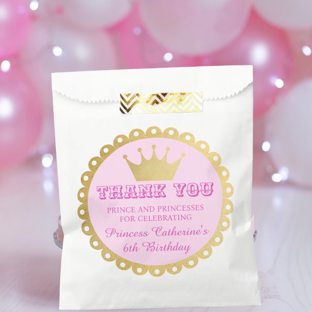 Pink Royal Princess Crown Girl Birthday Favour Bags (Creator Uploaded)
