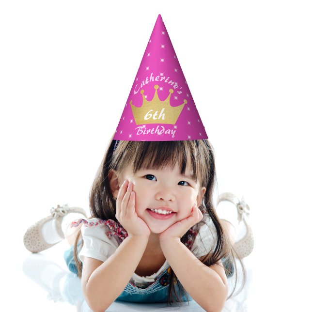 Pink Royal Princess Crown Girl Birthday Party Hat (Creator Uploaded)