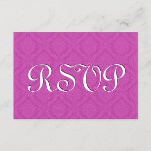 Pink RSVP Damask Wedding S216 Card