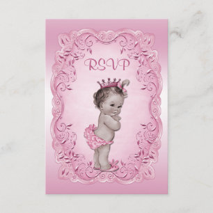 Pink RSVP Vintage Princess Baby Shower Card