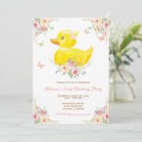 Pink RUBBER DUCK GIRL First Birthday