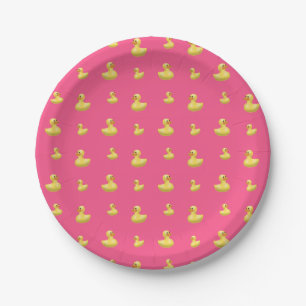 Pink rubber duck pattern paper plate