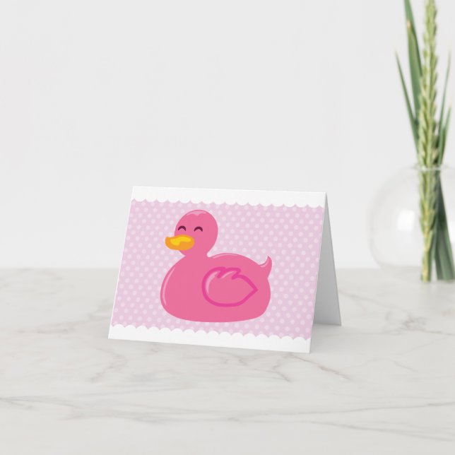 Pink Rubber Ducky Thank You Cards (Front)