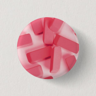 Pink Rubber Erasers 3 Cm Round Badge
