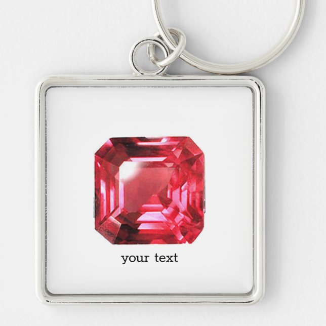 Pink Ruby Gemstone Key Ring (Front)