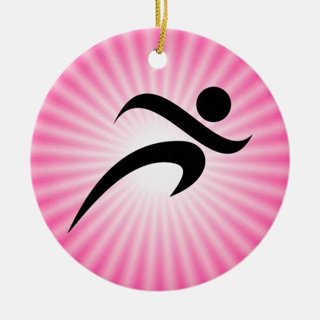 Pink Running Ceramic Tree Decoration (Front)