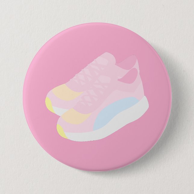 Pink Running Shoes 7.5 Cm Round Badge (Front)